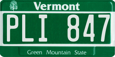 VT license plate PLI847