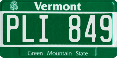 VT license plate PLI849