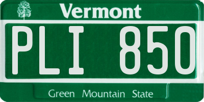 VT license plate PLI850