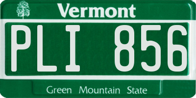 VT license plate PLI856