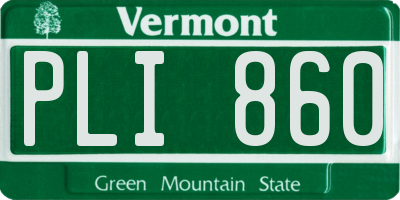 VT license plate PLI860