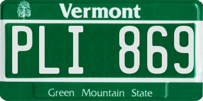 VT license plate PLI869