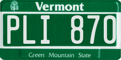 VT license plate PLI870