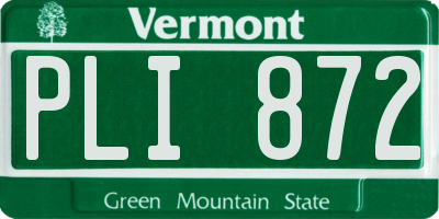 VT license plate PLI872