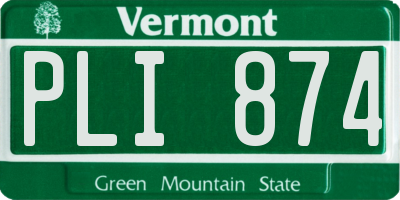 VT license plate PLI874