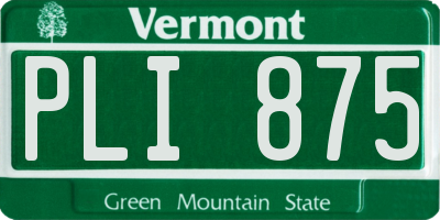 VT license plate PLI875