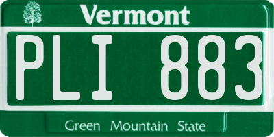 VT license plate PLI883