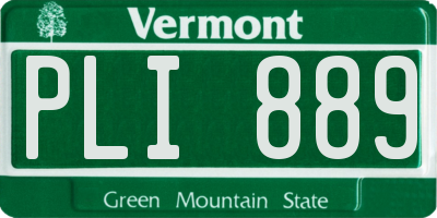 VT license plate PLI889