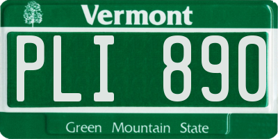 VT license plate PLI890