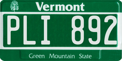 VT license plate PLI892