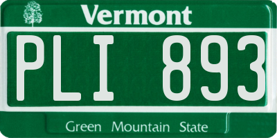 VT license plate PLI893