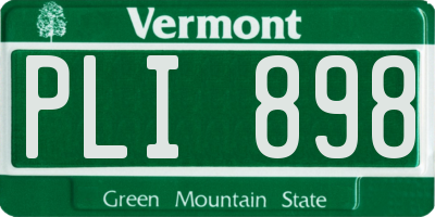 VT license plate PLI898