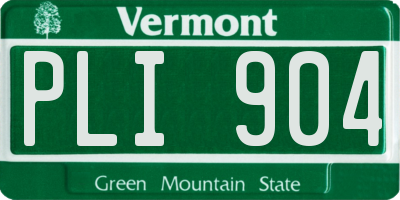 VT license plate PLI904