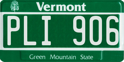 VT license plate PLI906