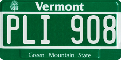 VT license plate PLI908