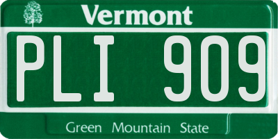VT license plate PLI909