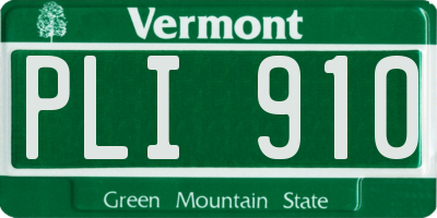 VT license plate PLI910