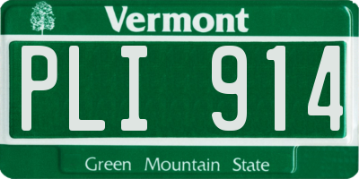 VT license plate PLI914
