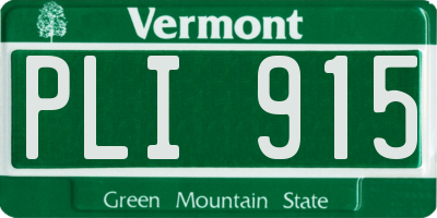 VT license plate PLI915