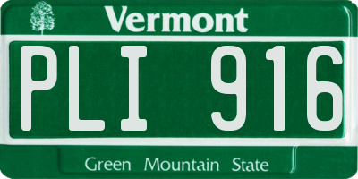 VT license plate PLI916