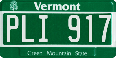 VT license plate PLI917