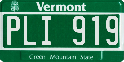 VT license plate PLI919