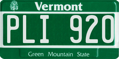 VT license plate PLI920
