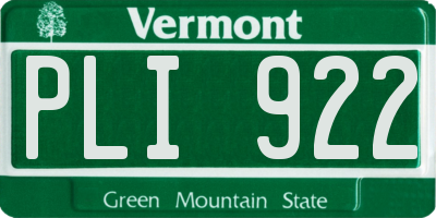 VT license plate PLI922