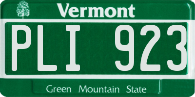VT license plate PLI923