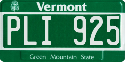 VT license plate PLI925