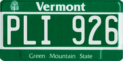 VT license plate PLI926