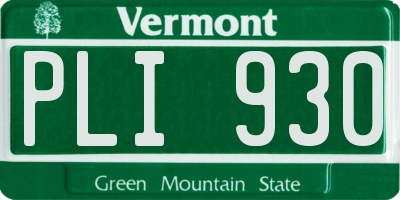 VT license plate PLI930