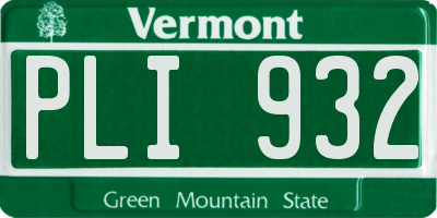 VT license plate PLI932