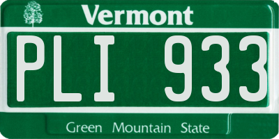 VT license plate PLI933