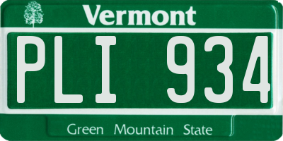 VT license plate PLI934