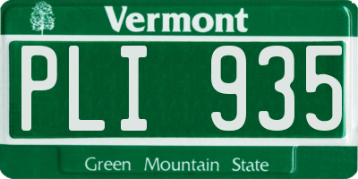 VT license plate PLI935