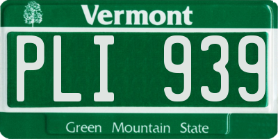 VT license plate PLI939