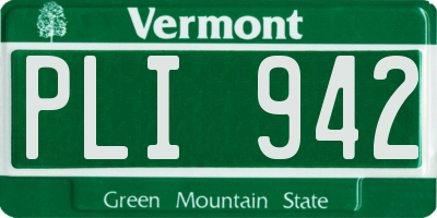 VT license plate PLI942
