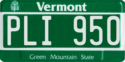 VT license plate PLI950