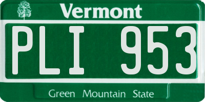 VT license plate PLI953