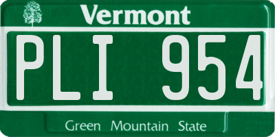 VT license plate PLI954