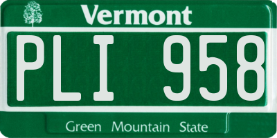 VT license plate PLI958