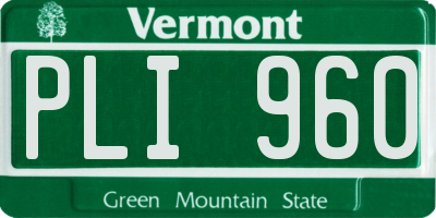 VT license plate PLI960
