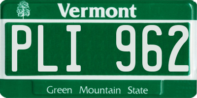 VT license plate PLI962
