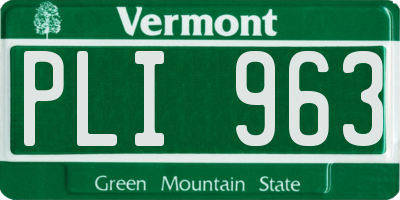 VT license plate PLI963