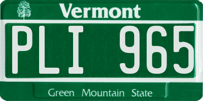 VT license plate PLI965
