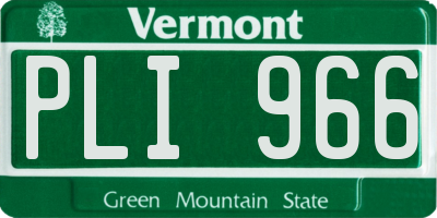 VT license plate PLI966