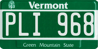 VT license plate PLI968