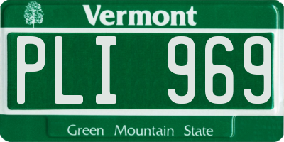 VT license plate PLI969