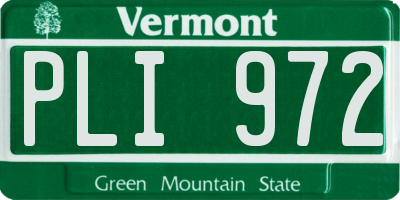 VT license plate PLI972